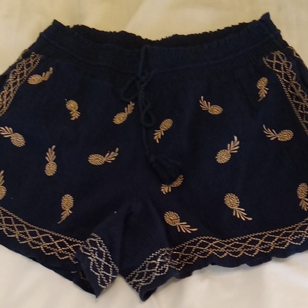 J.Crew Navy Blue Pineapple Embroidered Women's Small Shorts. Athleisure, Summer